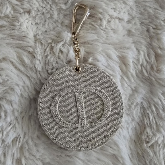 Dior Women's Mini Round Beige Double Mirror Keychain or Bag Charm Luxury NEW - Picture 5 of 8